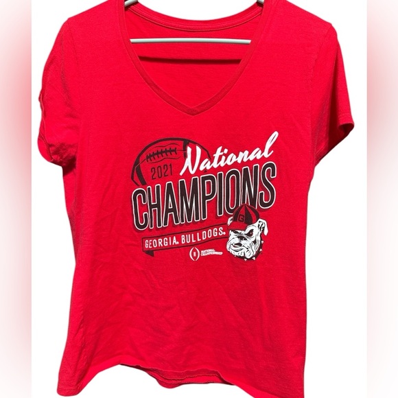 Georgia Bulldogs National Champions Red T-Shirt 2021 - Picture 1 of 3